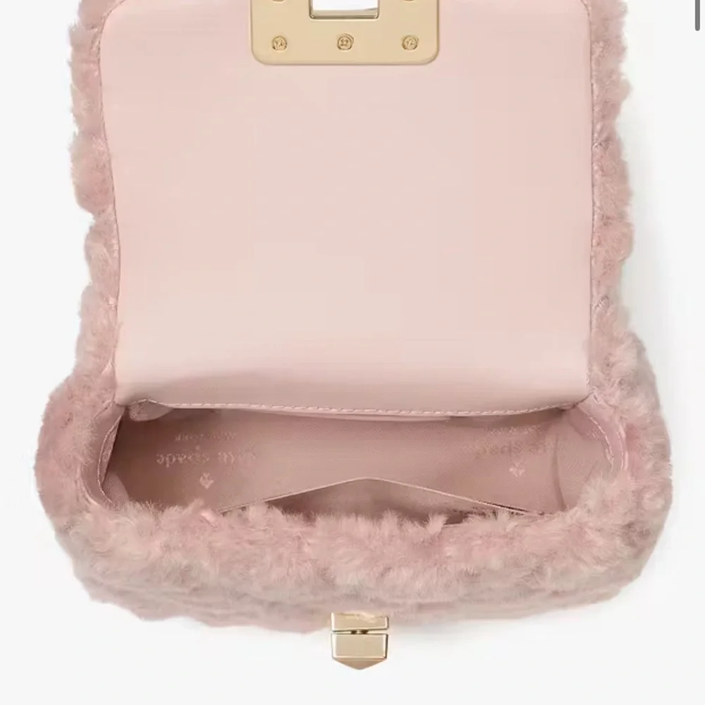 Kate Spade Carey Faux Fur Quilted Micro Flap Crossbody Rose Smoke